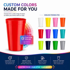Vasos de Plástico Reutilizables con Logotipo Personalizado para Fiestas, Cumpleaños, Picnics, Eventos Deportivos, Bodas, Estadios, Regalos Promocionales, Vasos para Bebidas - Product Image 4