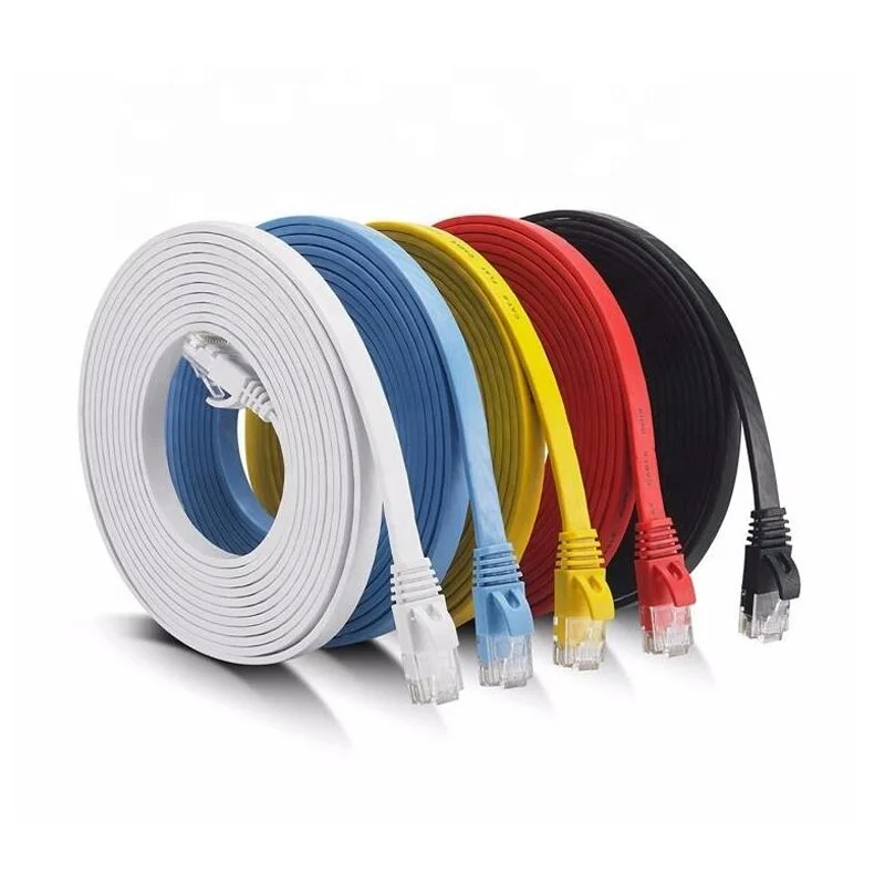 플랫 네트워크 케이블 Cat5e/CAT6/Cat6a/Cat7 RJ45 이더넷 초박형 패치 케이블