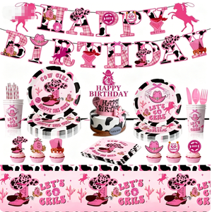 Juego de Platos, Vasos, Servilletas y Artículos de Mesa Desechables de Papel con Diseño de Botas Vaqueras Rosas DAMAI para Halloween - Product Image 1