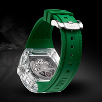 Bonest Gatti Automatische Herrenuhr 45mm Saphirglas Hochtransparentes Kristallgehäuse Fluorkautschuk-Armband BG9980