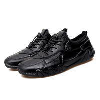 Mocassins en cuir à semelle souple pour hommes, couleur sable noir, pointures 38-46