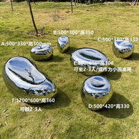Haute qualité galet Art décoration miroir paysage extérieur métal pierre pelouse Sculpture en acier inoxydable pour déco intérieure