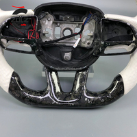 Volante Deportivo Personalizado de Fibra de Carbono Forjado con Cuero Blanco Perforado para Dodge Charger Challenger SRT RT con LED