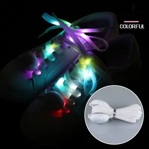 HF Custom Colorful Flat Glow In The Dark Led Luminous Shoelaces
