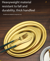 Assiette de service ovale en acier inoxydable 201, au design élégant, idéale pour le tiramisu, les steaks, les pâtes, la pizza et les dîners à la maison.