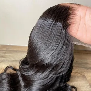 Perruque <span class=keywords><strong>Afro</strong></span> Lace Frontal Wig naturelle 13x4 — rxy, perruques cheveux humains, body wave, pre-plucked, Hd, pour femmes noires - Product Image 1
