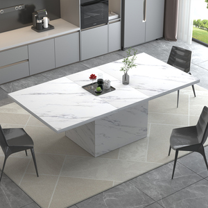 Personalizzato di lusso moderno marmo <span class=keywords><strong>bianco</strong></span> <span class=keywords><strong>tavolo</strong></span> da pranzo in <span class=keywords><strong>legno</strong></span> grande rettangolo sala da pranzo <span class=keywords><strong>tavolo</strong></span> per cucina 4-6 posti - Product Image 2
