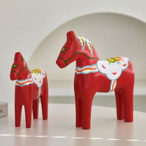 Figura Decorativa de Caballo Dala Pulida, Pintada a Mano, Estilo Folk, Estatua de Caballo Sueco, Clásica, de Madera, para Navidad - Product Image 1