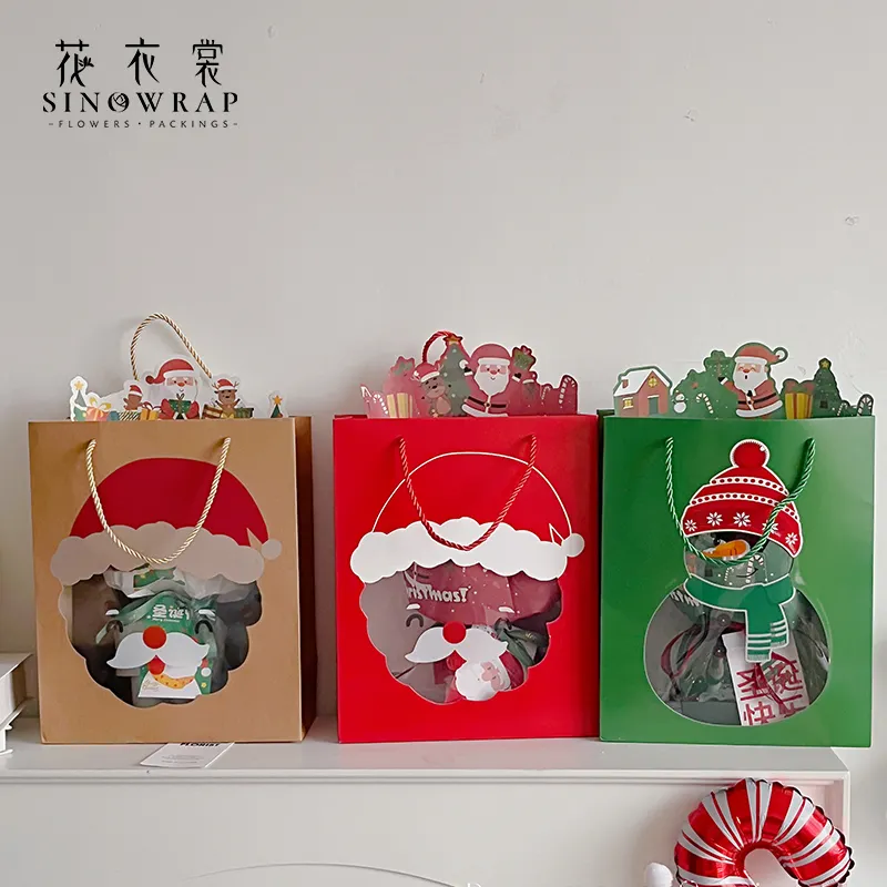 Merry Christmas Florist Supply Flower & Gift Packaging Venta al por mayor Nueva bolsa de regalo de flores de moda