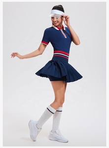 <span class=keywords><strong>Tuta</strong></span> da Golf Badminton da Golf a due pezzi gonna da Tennis a maniche corte da donna con collo a vita alta di alta qualità - Product Image 4