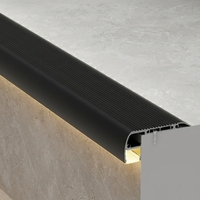 Profilé d'escalier intérieur en alliage d'aluminium LED, bande antidérapante lumineuse, bordure de marche étanche, moderne, pour hôtels et cinémas