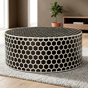 Table basse de luxe noire en os incrusté, faite à la main, écologique, imperméable, légère, moderne, pour salon, décoration intérieure, artisanat en résine - Product Image 1