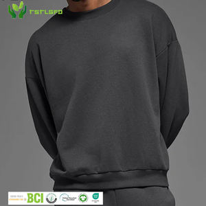 Sweat-shirt surdimensionné personnalisé pour homme, col rond, en mélange de coton recyclé épais, avec épaules tombantes, pour un ensemble décontracté coordonné - Product Image 1