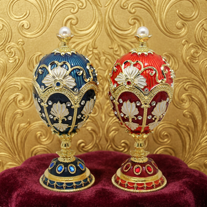 NUEVO 2026 Caja de Joyería Metálica con Bisagras, Diseño Floral, Pintada a Mano, Bañada en Oro, Esmaltada, con Forma de Huevo de Pascua, Organizador de Adornos Vintage para el Hogar - Product Image 3
