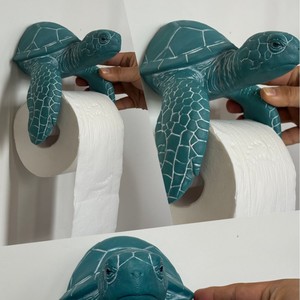 Portarrollos de Papel Higiénico con Forma de Tortuga Marina, Soporte de Resina para Pared, Adhesivo, Sin Perforaciones, Decoración para Baño y Jardín - Product Image 3