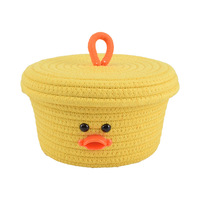 Panier de rangement en corde de coton personnalisé, tissé, mignon, jaune, en forme de canard, pour Pâques, pour ranger des collations, des jouets, des cadeaux divers