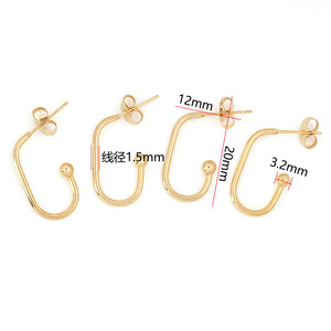 Pendientes de aro en forma de U de acero inoxidable, Color dorado, diseño geométrico, joyería de moda para mujer, accesorios H1363 - Product Image 3