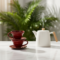 Tasse en céramique rouge de style européen, forme irrégulière, capacité de 300 ml, pour le petit-déjeuner, le lait, le jus, le café, avec plateau, pour la maison, cadeaux