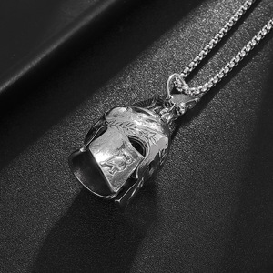 <b>Titanium</b> Steel Roman Warrior Helmet Pendant With Riding Bell Necklace For Men Gift - Product Image 4