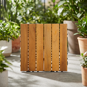 Carrelage de sol antidérapant en bois d'acacia/PP texturé, imitation bois massif, finition mate, design moderne pour la décoration de cour - Product Image 1