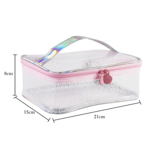 custom Holographic PU Cosmetic Case With Alligator Pattern Zipper Closure Soft Handle Medium Size Lovely Style <b>Makeup</b> <b>Storage</b> - Product Image 4