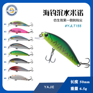 Señuelo de micromaterial Minnow de 50 mm y 6.5 g, de hundimiento lento, para pesca de lubina en agua dulce, cebo duro con anzuelo para pesca de fondo. - Product Image 5