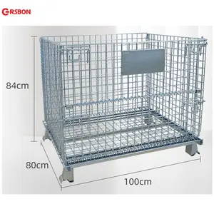 Industry Hanging Storage Wire Baskets Collapsible Stillage Cage Wire Mesh Container Pallet Box Foldable Metal Storage Pallet