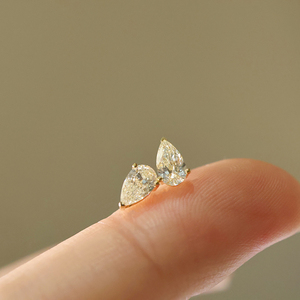Aazuo, joyería fina de 18 quilates, oro amarillo macizo, diamantes naturales auténticos, pendientes clásicos con forma de pera, regalo para mujer y niño, uso diario, Au750 - Product Image 2