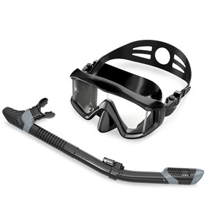 Ensemble de masque de plongée avec tuba à embout sec, rouge et noir, en silicone, équipement de plongée pour la natation et la plongée avec tuba - Product Image 3