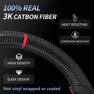 Volante de fibra de carbono en forma de D, parte inferior plana con cuero perforado para <span class=keywords><strong>Mustang</strong></span> EcoBoost/GT/<span class=keywords><strong>Shelby</strong></span> GT350/<span class=keywords><strong>GT350R</strong></span> 2018-2023 - Product Image 2
