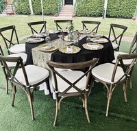 Chaises de mariage durables en résine à l'aspect bois, style ferme classique, avec dossier croisé, pour fêtes, banquets en extérieur, événements, restauration, cuisine, villa