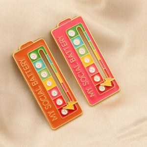 Lencana Geser Personalisasi Pengubah Suasana Hati MY SOCIAL BATTERY, Perhiasan Ekspresi Berlapis Elektroplating dari Bahan Alloy - Product Image 3