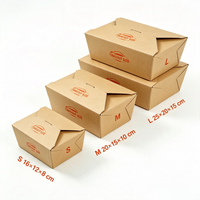Boîte à emporter pliable en kraft de qualité alimentaire, trois tailles personnalisables, achat en gros pour riz, barbecue, snacks, traiteur, fournisseurs de détail