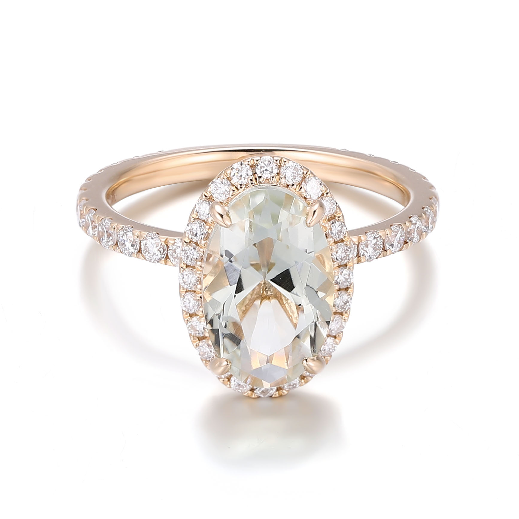 Bague en or jaune 10 carats avec pierre précieuse de laboratoire