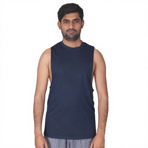 Men Casual <b>Singlet</b> 100% Cotton Breathable Quick Dry Knitted Embroidery <b>Running</b> Tank Top 220g Fabric Customizable Logo - Product Image 1