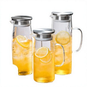 Modern Cool White Glass Cold <b>Water</b> <b>Kettle</b> with Lid Large Capacity Heat-Resistant Dishwasher Safe for Household Use Tea Set - Product Image 3