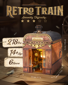 Kit de Casa de Muñecas en Miniatura con Diseño de Vagón de Tren Retro, Rompecabezas 3D de Madera con Luz LED, Decoración Vintage para el Hogar, Regalo - Product Image 3
