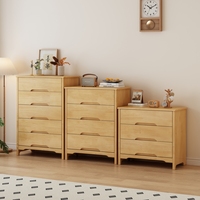 Commode Santafy de luxe moderne en bois massif de caoutchouc à 5 tiroirs, design minimaliste, pour chambre, hôpital, salon, rangement au sol