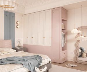 <span class=keywords><strong>Armoire</strong></span> de chambre à coucher en <span class=keywords><strong>bois</strong></span> <span class=keywords><strong>rose</strong></span> et blanc de luxe sur mesure, <span class=keywords><strong>armoire</strong></span> double et placard de rangement, armoires d'organisation - Product Image 2