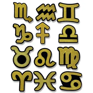 Set di 12 toppe zodiacali Set di 12 applicazioni di ricami di ferro su vestiti - Product Image 1
