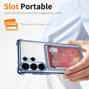 Custodia Antiurto con Porta Carte e Placcatura per Samsung <span class=keywords><strong>Galaxy</strong></span> S26 Edge S25 S24 S23 S22 Ultra Plus A56 <span class=keywords><strong>A53</strong></span> A35, <span class=keywords><strong>Cover</strong></span> Trasparente a Portafoglio - Product Image 3