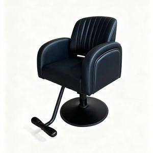 Sillón de Barbería de Cuero Sintético Beige de Lujo Syf con Detalles Dorados, Giratorio Hidráulico, para Salón de Belleza - Product Image 4