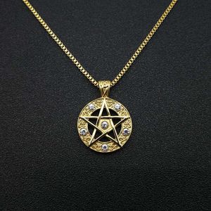 Gold Plated <b>Star</b> Pendant Necklace Stainless Steel Pave Setting Geometry <b>Design</b> Gift Jewelry - Product Image 1