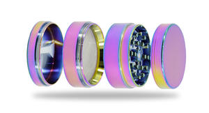 Grinder Magnetico per Erbe e Tabacco con Logo Personalizzato, 50mm, 4 Strati, in Lega di Zinco |   Macina Spezie Multicolore con Denti a Diamante Sfumati Arcobaleno - Product Image 6