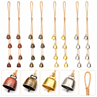 Guirlande de clochettes de sorcière vintage en fer de 56 cm, personnalisée OEM, avec corde en jute, clochettes suspendues pour couronnes de Noël, décoration de porte, mur et maison