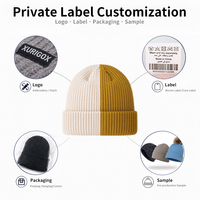 Bonnet côtelé bicolore avec revers et logo personnalisé OEM en gros