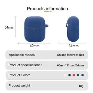 Funda para auriculares para Oraimo FreePods Neo, carcasa de silicona para auriculares con llavero TWS fundas inalámbricas erabuds para funda <span class=keywords><strong>AirPords</strong></span> - Product Image 2
