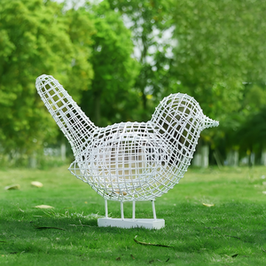 Sculpture abstraite grande en treillis métallique résistant aux intempéries, statue animale ajourée pour la décoration des parcs urbains, des pelouses et des centres commerciaux - Product Image 3