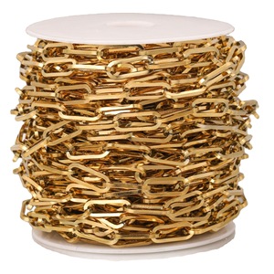 7mm Wide Thick Stainless Steel PVD Gold Plated <b>Long</b> Oval Link Cross Chain | DIY <b>Necklace</b> and Bracelet Jewelry Accessories. - Product Image 5