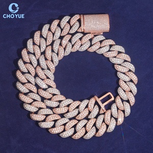 Crescent Moon Cuban Link Necklace Rose Gold Plated Cuban Link Necklace Full Moissanite <b>Iced</b> <b>Out</b> <b>Chain</b> Luxury Hip Hop Jewelry - Product Image 1